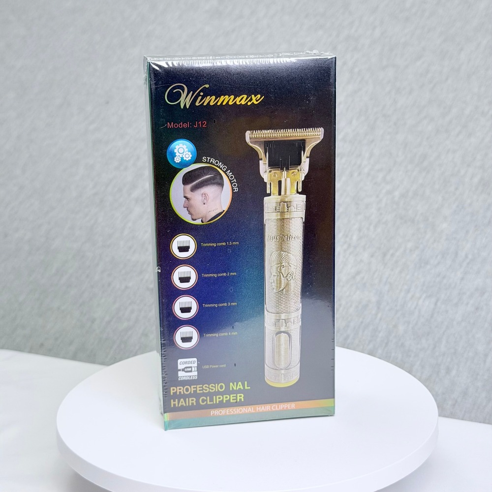 Winmax J12 Professional Hair Clipper Cordless Rechargeable Gold Beard Trimmer